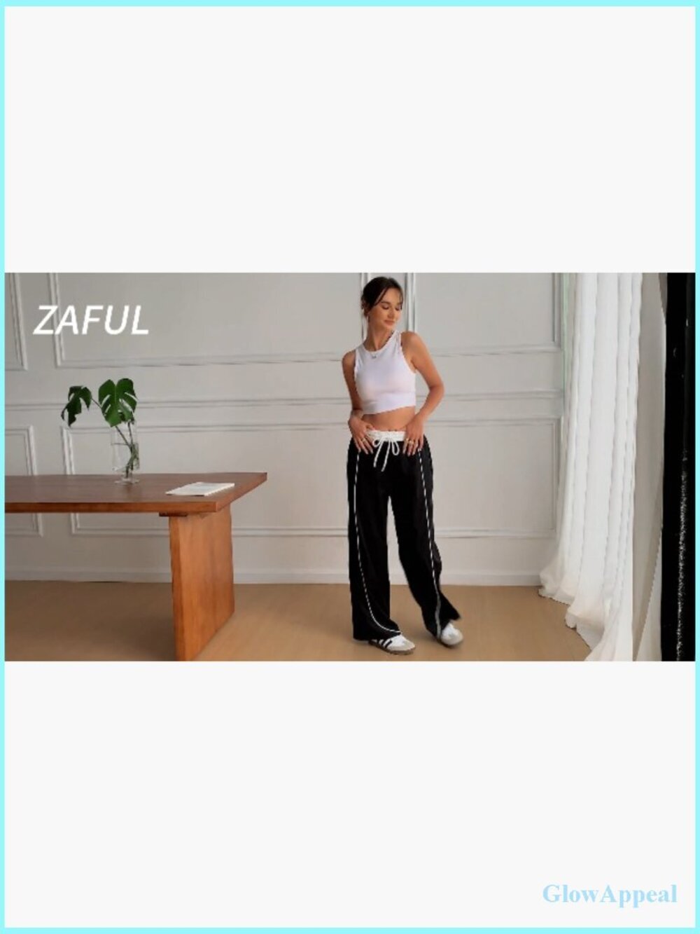 Wide Leg Cargo Sweatpants Drawstring Waist Jogger Pants with Pockets - Picture 5 of 5